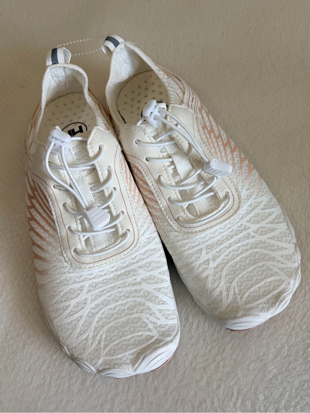 HP White and Tan Athletic Slip-On Flats